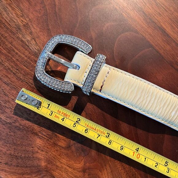 VTG Brighton Y2K Patent Leather Rhinestone Belt Western Glam Size 38 USA - Picture 2 of 9